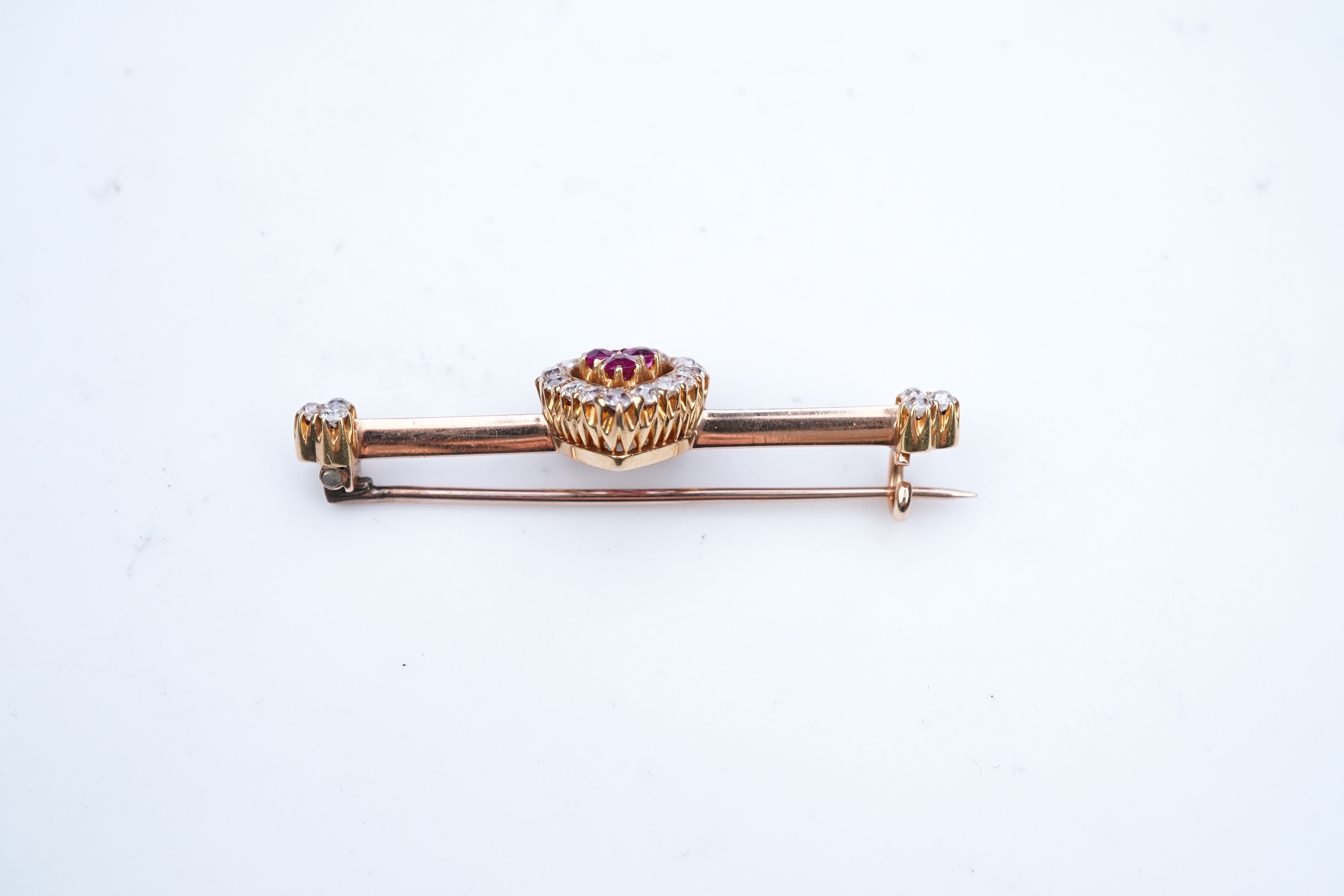 An Edwardian ruby and diamond brooch